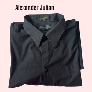 Colours By Alexander Julian XXXL 19T Black Dress Shirt 36/37 Big Tall EUC